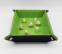 Foam Brain: Leatherette & Velvet Dice Tray (Navy w/ Lime Green Rectangle)